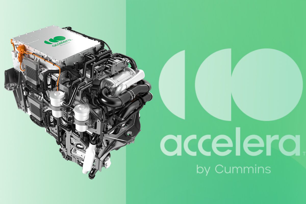 Accelera branded graphic with their new, next generation hydrogen fuel cell engines.